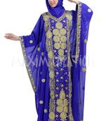 Royal Blue georgette islamic kaftan with zari and stone work
