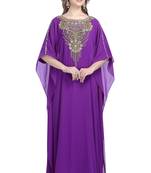 Purple georgette islamic kaftan with zari and stone work