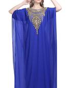 Royal Blue georgette islamic kaftan with zari and stone work