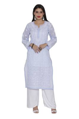 Mauve Embroidered Cotton Chikankari Kurti 1