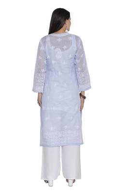 Mauve Embroidered Cotton Chikankari Kurti 2