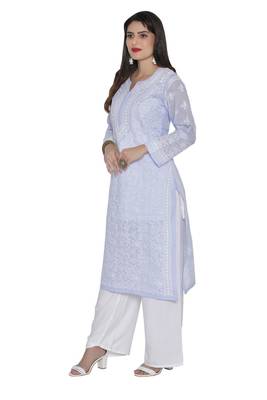 Mauve Embroidered Cotton Chikankari Kurti 3