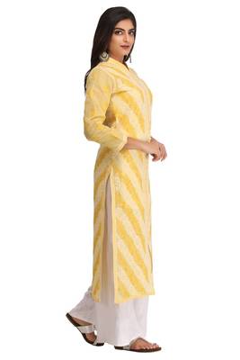 Yellow Embroidered Cotton Chikankari Kurti 3