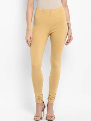 Beige Solid Leggings 1