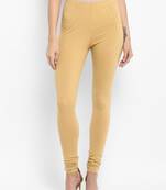 Beige Solid Leggings