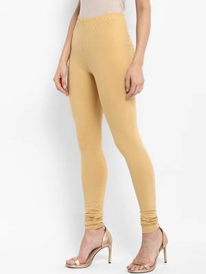 Beige Solid Leggings 4