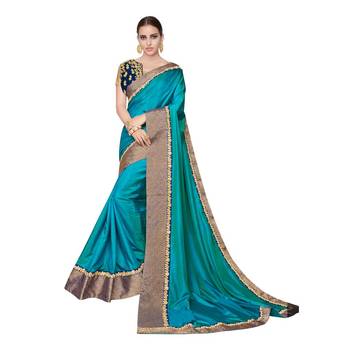 Blue Embroidered Silk Saree With Blouse 1