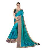 Blue Embroidered Silk Saree With Blouse