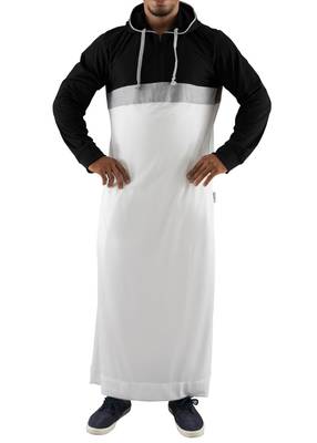 White cotton dry fitter black and white thobe 1