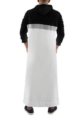 White cotton dry fitter black and white thobe 3