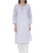 Mauve Embroidered Cotton Chikankari Kurti