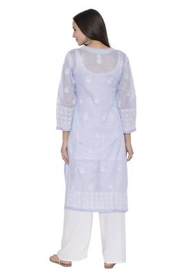 Mauve Embroidered Cotton Chikankari Kurti 2