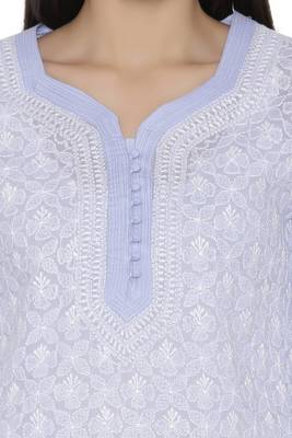 Mauve Embroidered Cotton Chikankari Kurti 4