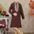 Wine Art Silk Embroidery Kids Boys Kurta Pyjama