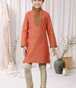 Gazaree Art Silk Embroidery Kids Boys Kurta Pyjama