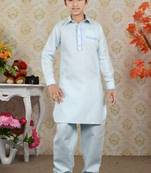 Feeroze Linen Cotton With Solid Work Kids Pathani