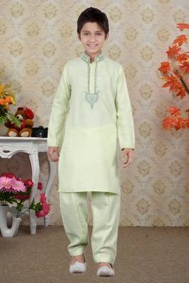 Pista Linen Cotton Embroidery Kids Boys Pathani 1