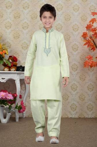 Pista Linen Cotton Embroidery Kids Boys Pathani