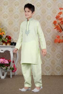 Pista Linen Cotton Embroidery Kids Boys Pathani 2