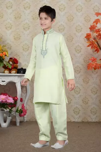 Pista Linen Cotton Embroidery Kids Boys Pathani
