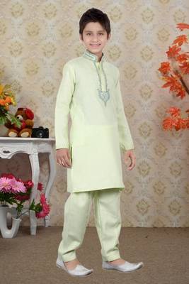 Pista Linen Cotton Embroidery Kids Boys Pathani 3