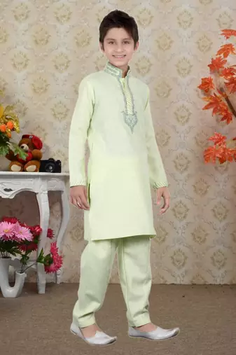 Pista Linen Cotton Embroidery Kids Boys Pathani