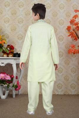 Pista Linen Cotton Embroidery Kids Boys Pathani 4