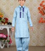 Feeroze Linen Cotton Pathani With Solid Work Kids Boys Pathani