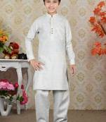 Gold Linen Cotton Pathani With Solid Work Kids Boys Pathani