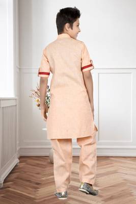 Gajari Linen Cotton Pathani With Solid Work Kids Boys Pathani 4