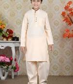 Gold Linen Cotton Pathani With Solid Work Kids Boys Pathani