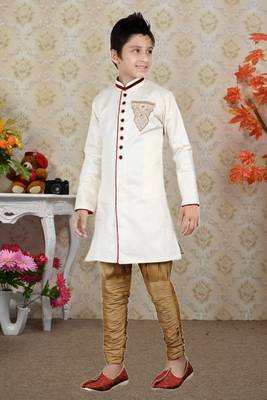 Off White Brocket Hand Work Kids Boys Indo Western Dress 2