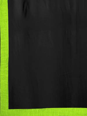 Black plain faux georgette saree with blouse 4