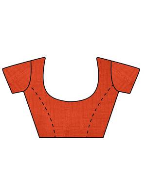 Orange plain faux georgette saree with blouse 3