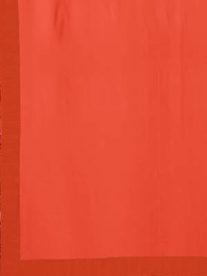 Orange plain faux georgette saree with blouse 4