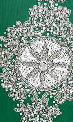 Green Embroidered Crystals & Beads Embellished Traditional Chiffon kaftan 3