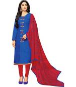 Royal-blue embroidered jacquard salwar