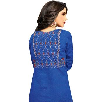 Royal-blue embroidered jacquard salwar 2