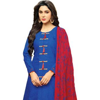 Royal-blue embroidered jacquard salwar 3