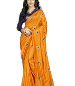 Orange Embroidered Art Silk Saree With Blouse