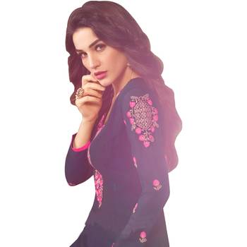 Blue embroidered georgette salwar with dupatta 3