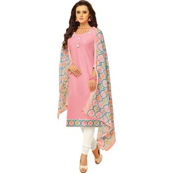 Light-pink embroidered cotton salwar with dupatta 1