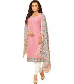Light-pink embroidered cotton salwar with dupatta