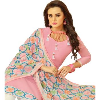 Light-pink embroidered cotton salwar with dupatta 2