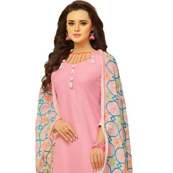 Light-pink embroidered cotton salwar with dupatta 3
