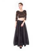 Ikat And Sambalpuri Round Neck Gold Black Handloom Lehenga