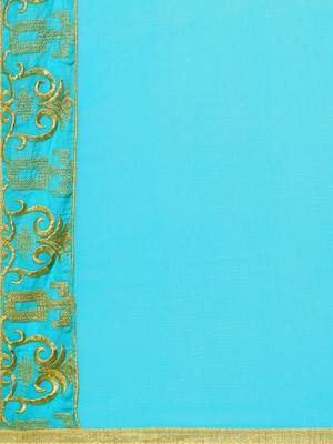 Turquoise Embroidered Chanderi Salwar With Dupatta 4