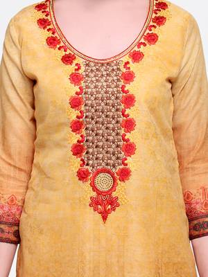Yellow Embroidered Chanderi Salwar With Dupatta 2