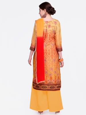 Yellow Embroidered Chanderi Salwar With Dupatta 3