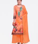 Orange embroidered chanderi salwar with dupatta